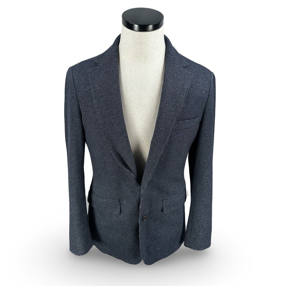 Bonobos Slim Unconstructed Blazer 36R Navy Blue Gray Micro Houndstooth Textured